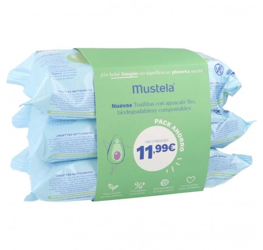 MUSTELA TRIO TOALLITAS ECOPACK 180 UNIDADES