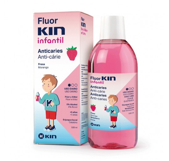 FLUOR KIN INFANTIL ENJUAGUE BUCAL FRESA 500 ML